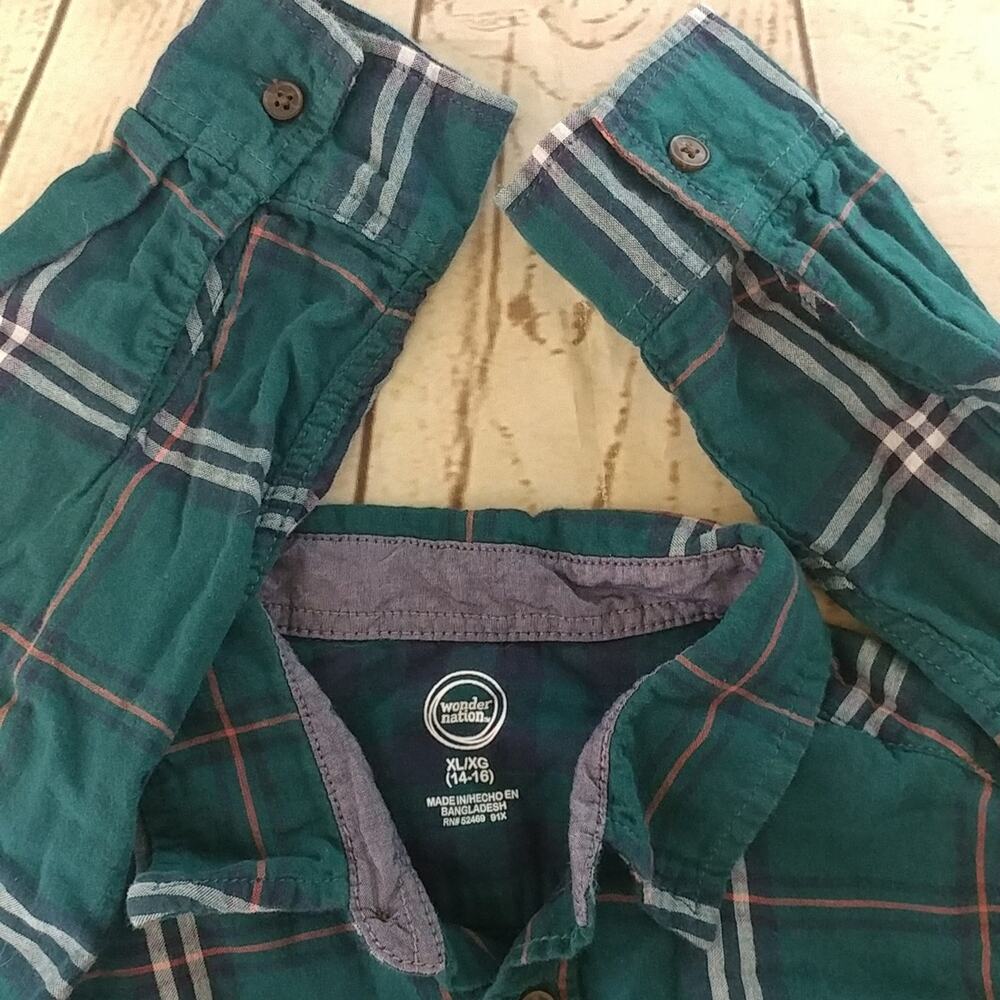 Wonder Nation Plaid Button Front Shirt Size XL (14-16) Boy - Picture 7 of 7